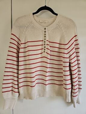 Sezane Leontine Jumper Sweater Large Red And White Stripe
